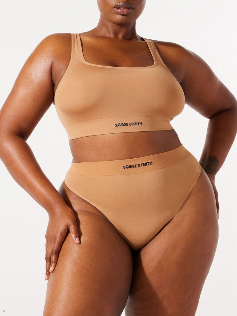 Savage X Fenty Seamless High-Waist Beige USA | 946-ZWPTSX