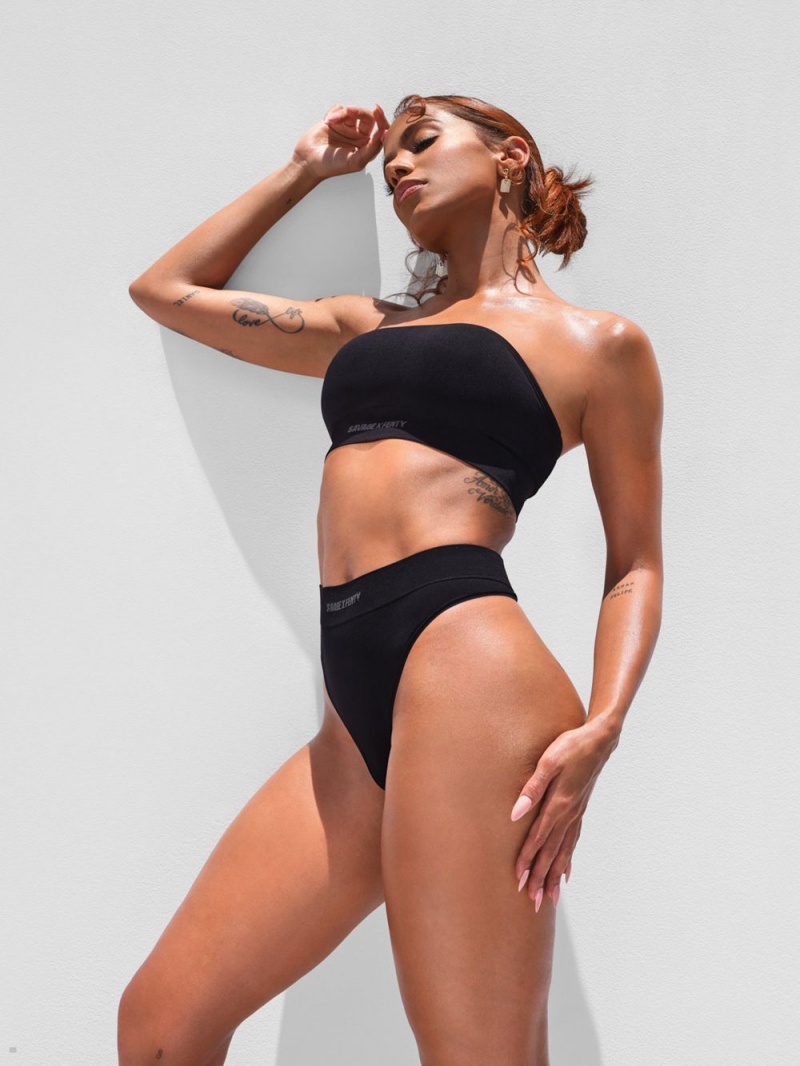 Savage X Fenty Seamless High-Waist Black USA | 136-QLXICB