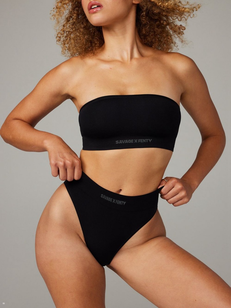 Savage X Fenty Seamless High-Waist Black USA | 749-EHRVGZ