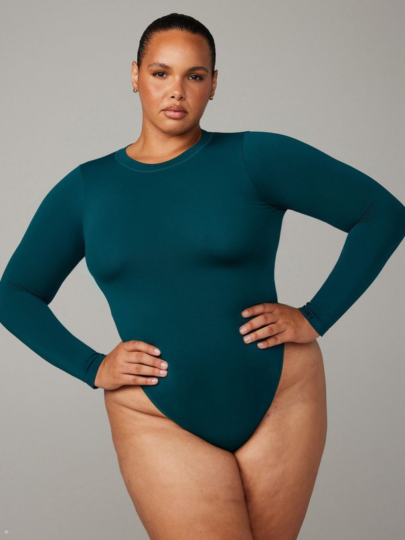 Savage X Fenty Seamless Long-Sleeve Teddy Green USA | 763-EYLNZV