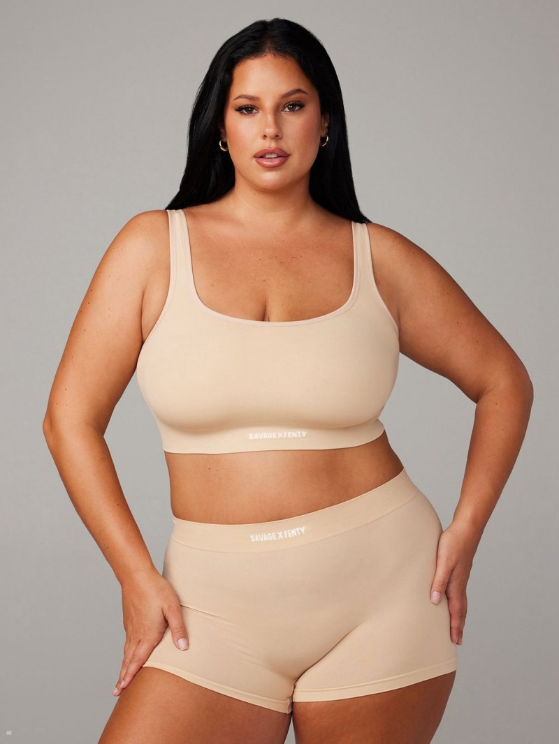 Savage X Fenty Seamless Scoop-Neck Beige USA | 719-BQNDAT