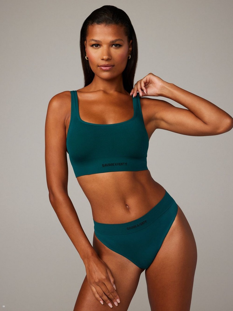 Savage X Fenty Seamless Scoop-Neck Green USA | 348-MHUYCZ