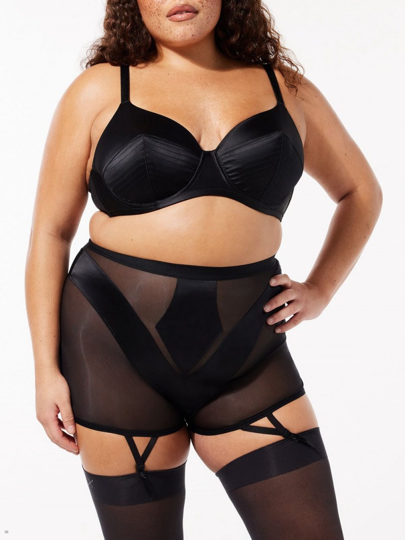 Savage X Fenty Sexties Garter Black USA | 683-QNVOSP