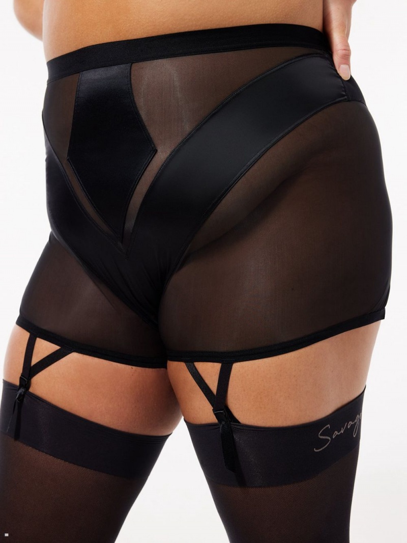 Savage X Fenty Sexties Garter Black USA | 683-QNVOSP