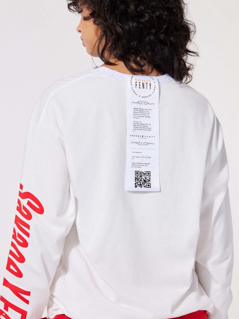 Savage X Fenty Sexties Graphic Long-Sleeve White USA | 351-XHZSAV