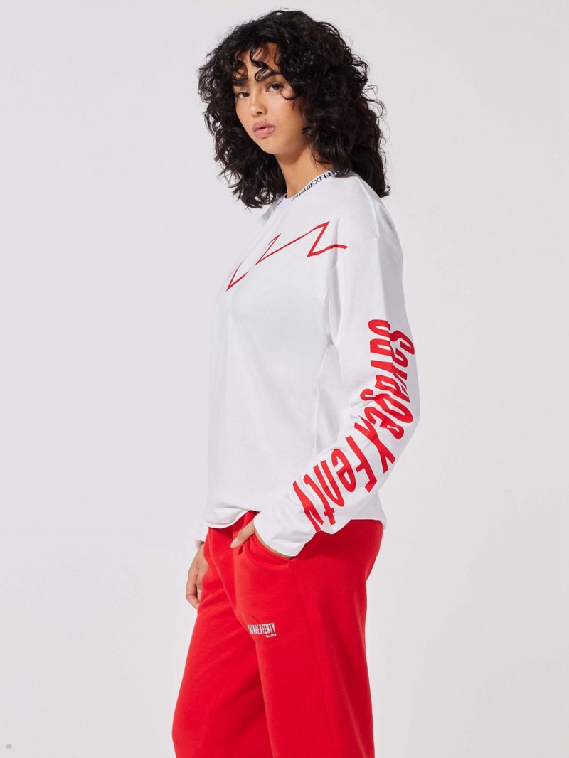 Savage X Fenty Sexties Graphic Long-Sleeve White USA | 351-XHZSAV