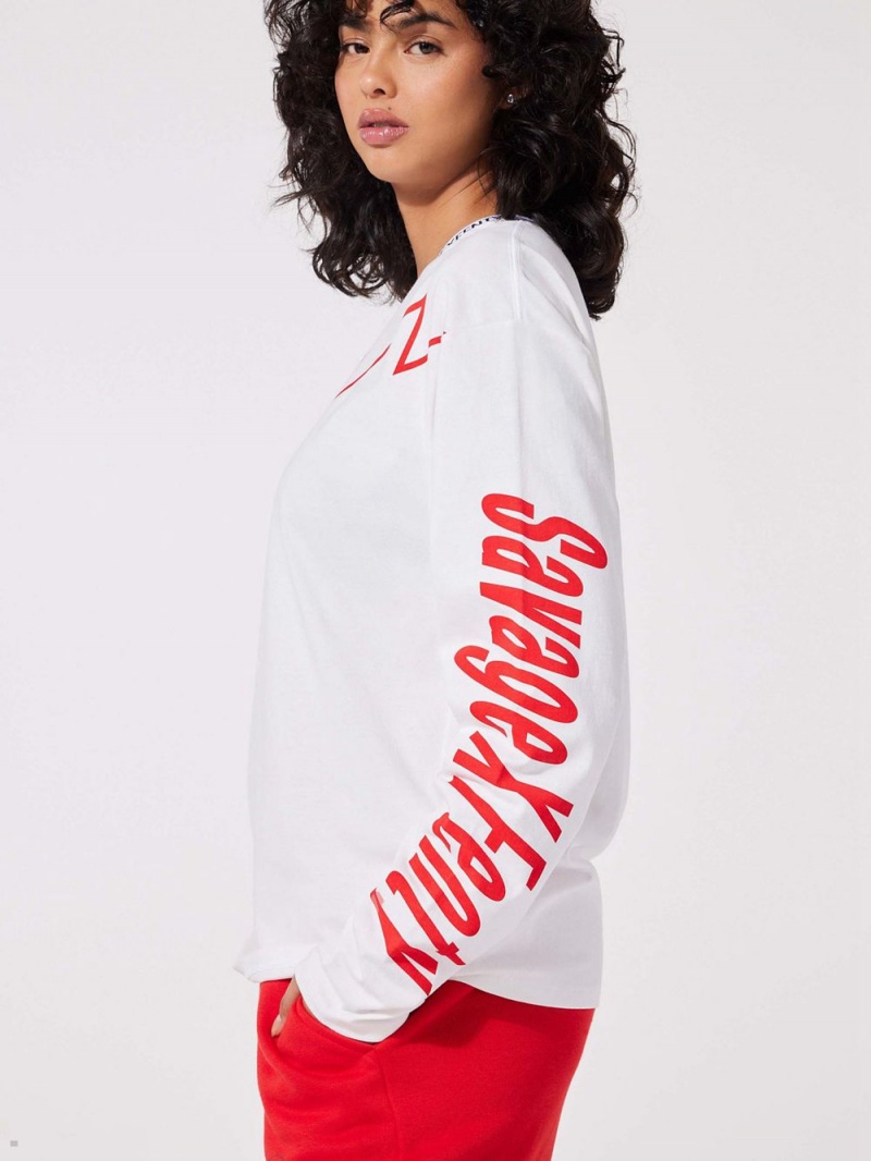 Savage X Fenty Sexties Graphic Long-Sleeve White USA | 351-XHZSAV