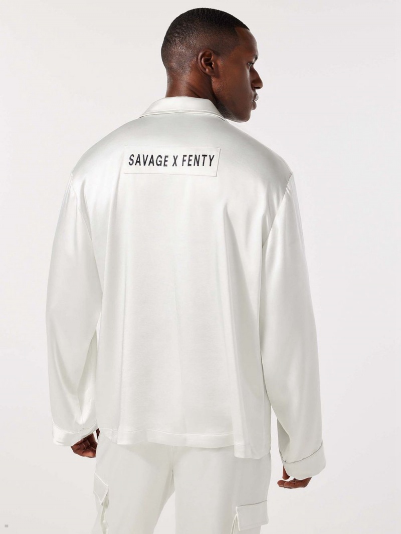 Savage X Fenty Sexties Satin Sleep White USA | 301-QAMBOJ