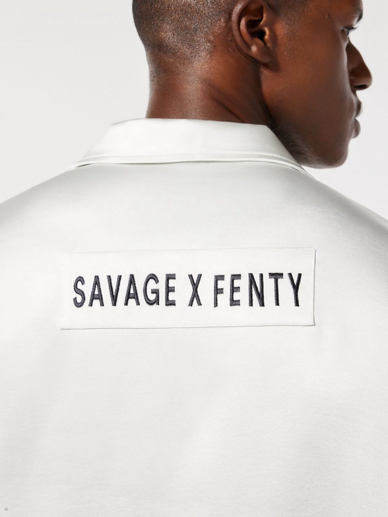 Savage X Fenty Sexties Satin Sleep White USA | 301-QAMBOJ