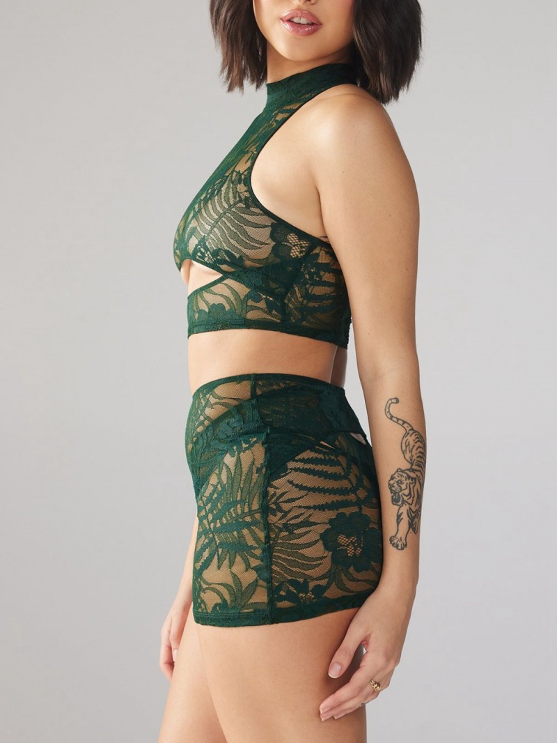 Savage X Fenty Shadowplay Lace Keyhole Green USA | 368-LQZOVW