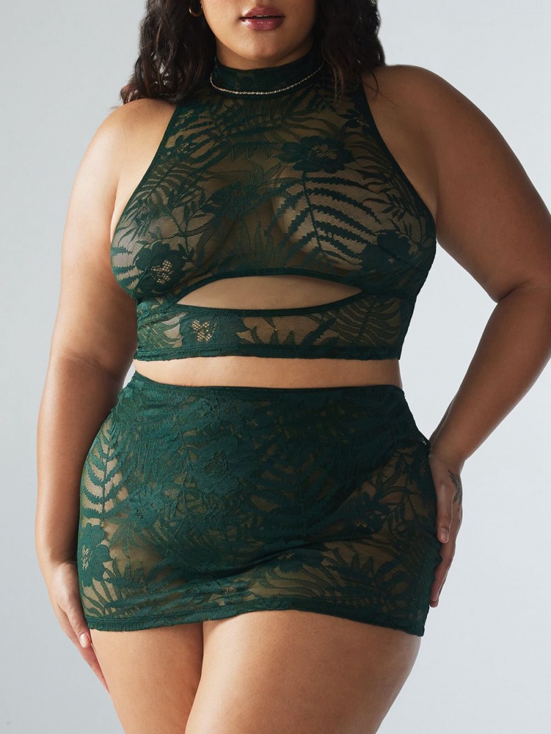 Savage X Fenty Shadowplay Lace Keyhole Green USA | 462-BUXVSO