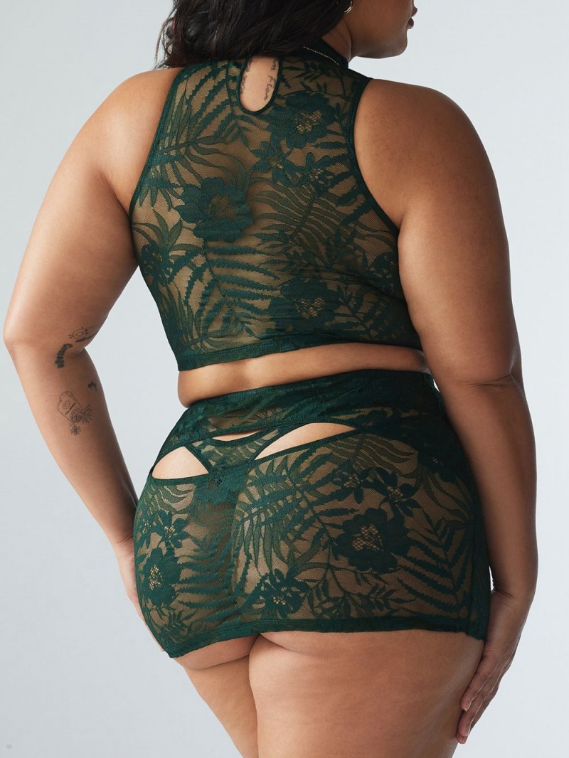 Savage X Fenty Shadowplay Lace Keyhole Green USA | 462-BUXVSO