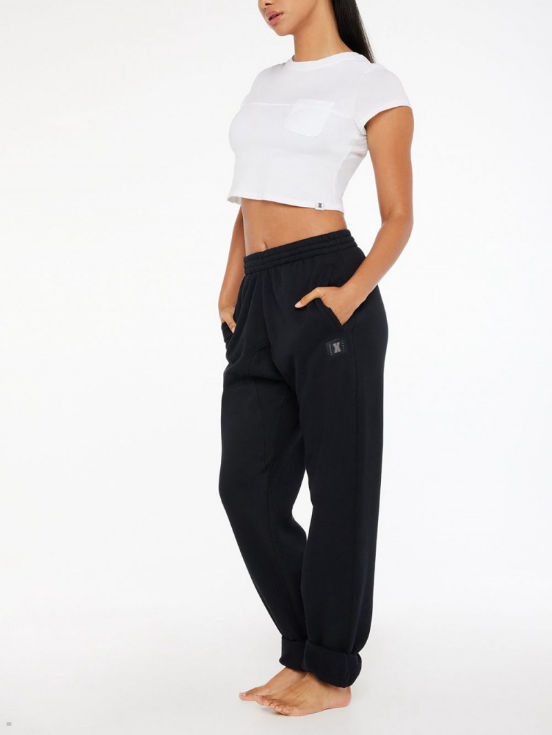 Savage X Fenty Xssential Oversized Rolled Cuff Jogger Black USA | 367-RZJHPQ