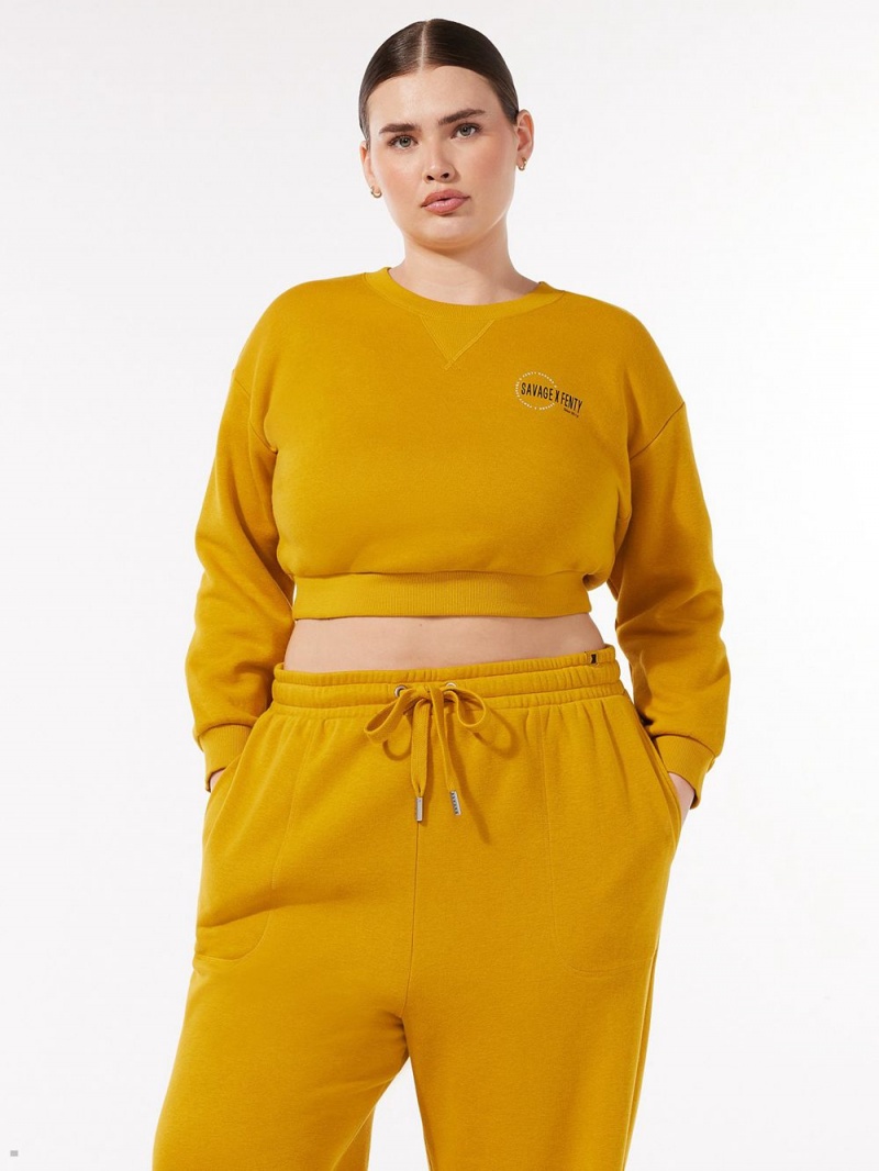 Savage X Fenty Xssential Scope Logo Cropped Yellow USA | 182-BUCLFW