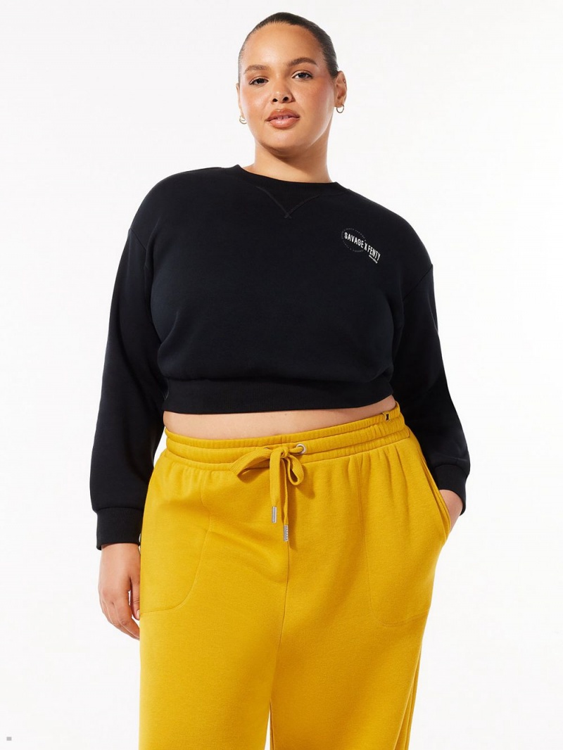 Savage X Fenty Xssential Scope Logo Cropped Black USA | 398-ISOWDN