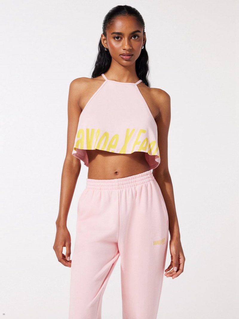 Savage X Fenty Xssential Sexties Flutter Cami Pink USA | 867-CBGIJV